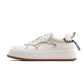 Textured Leather Patchwork Casual Shoes White 