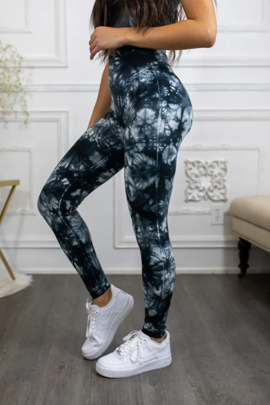 Tie Dye Wide Waistband High Quality Cotton Leggings