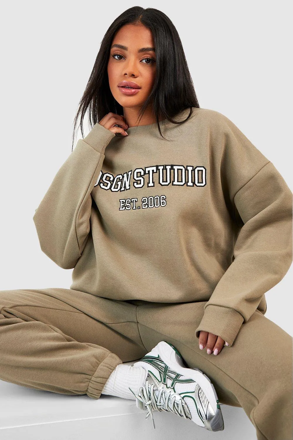 Tracksuits | Dsgn Studio Applique Sweatshirt Tracksuit | boohoo