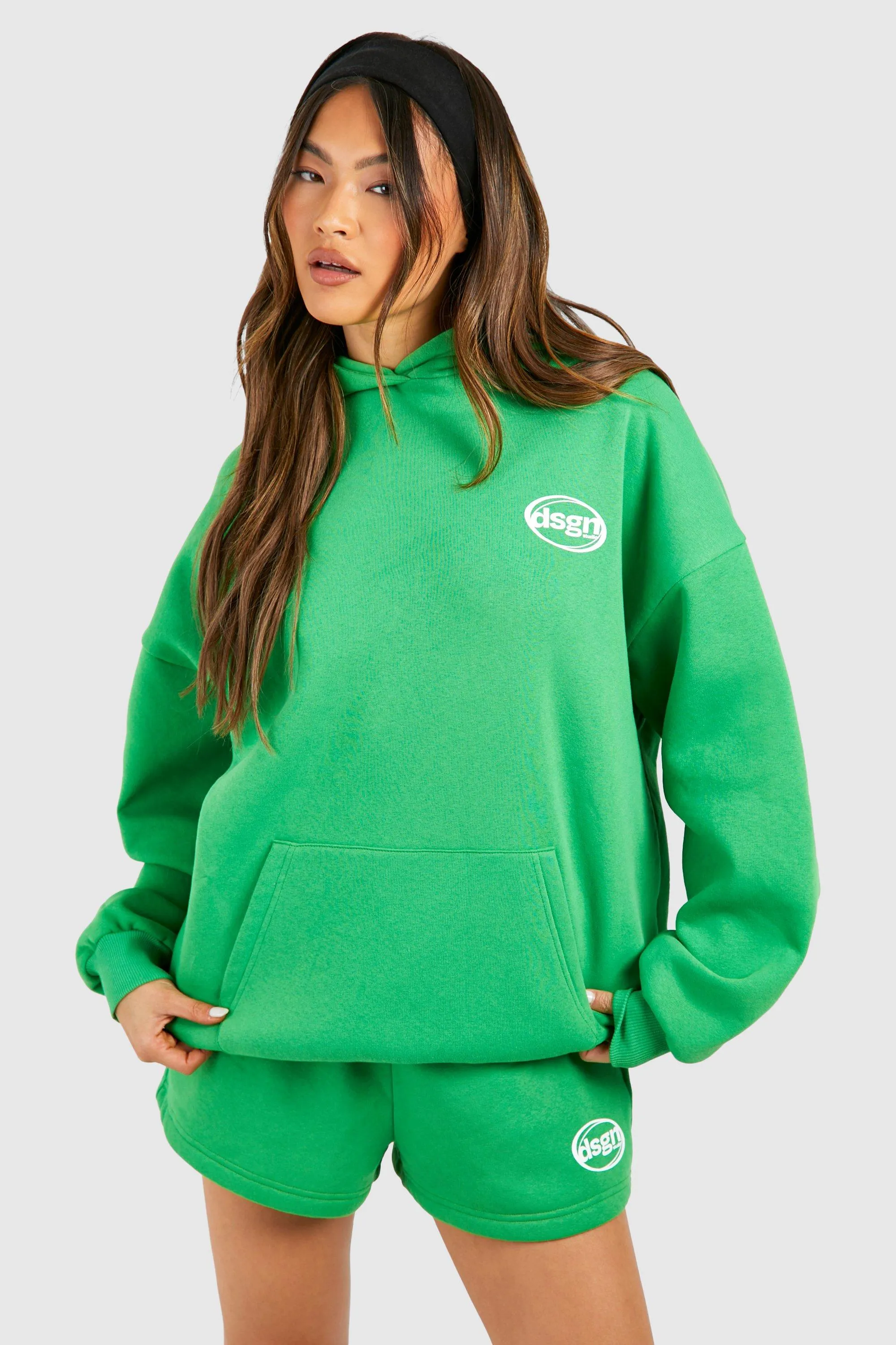 Tracksuits | Dsgn Studio Oval Slogan Hooded Short Tracksuit | boohoo