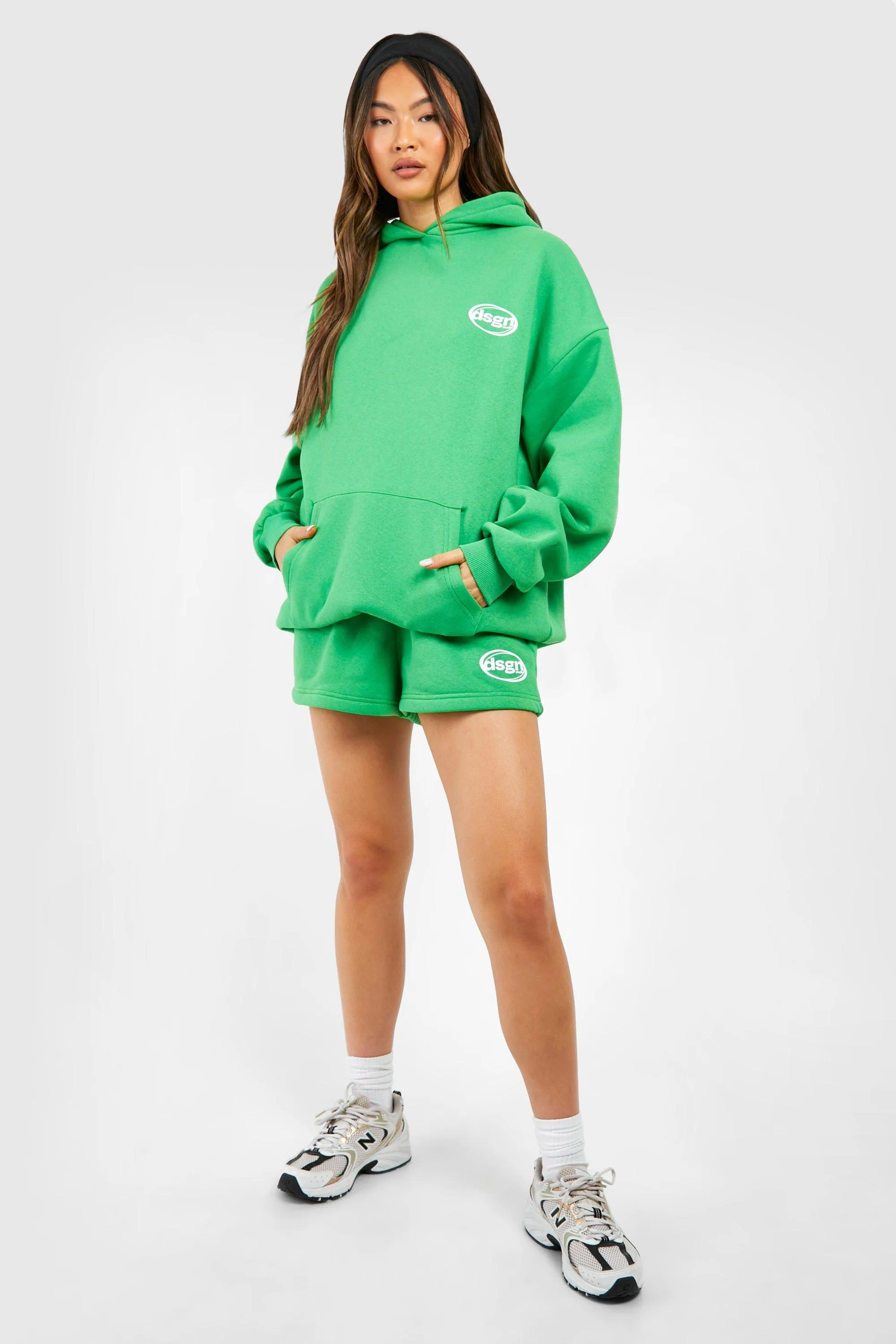 Tracksuits | Dsgn Studio Oval Slogan Hooded Short Tracksuit | boohoo