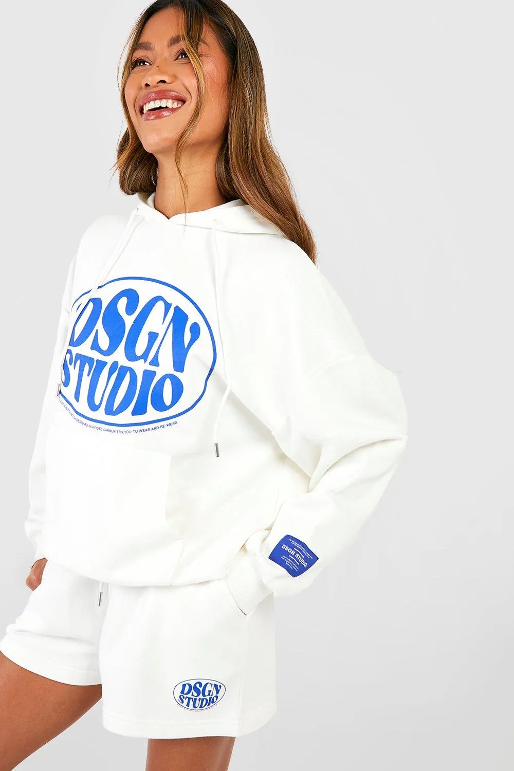 Tracksuits | Dsgn Studio Woven Label Hooded Short Tracksuit | boohoo