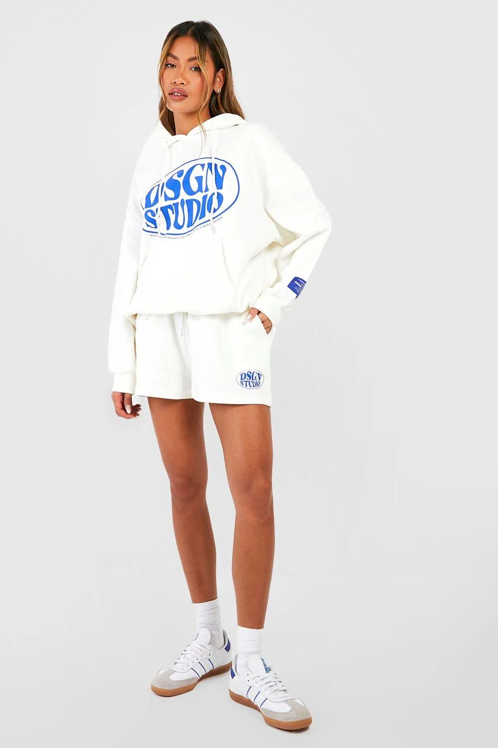 Tracksuits | Dsgn Studio Woven Label Hooded Short Tracksuit | boohoo