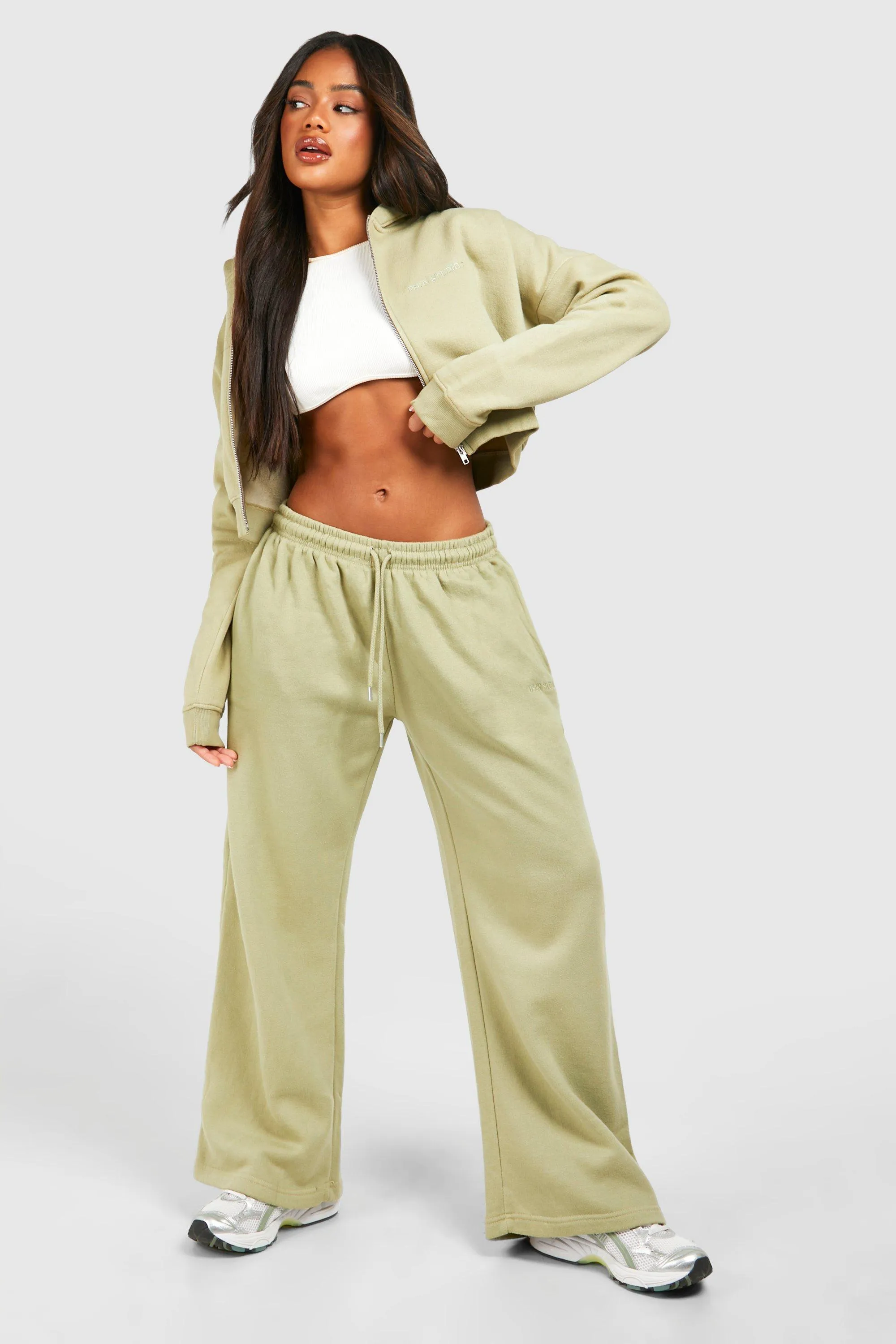 Tracksuits | Overdyed Cropped Zip Through Hooded Tracksuit | boohoo