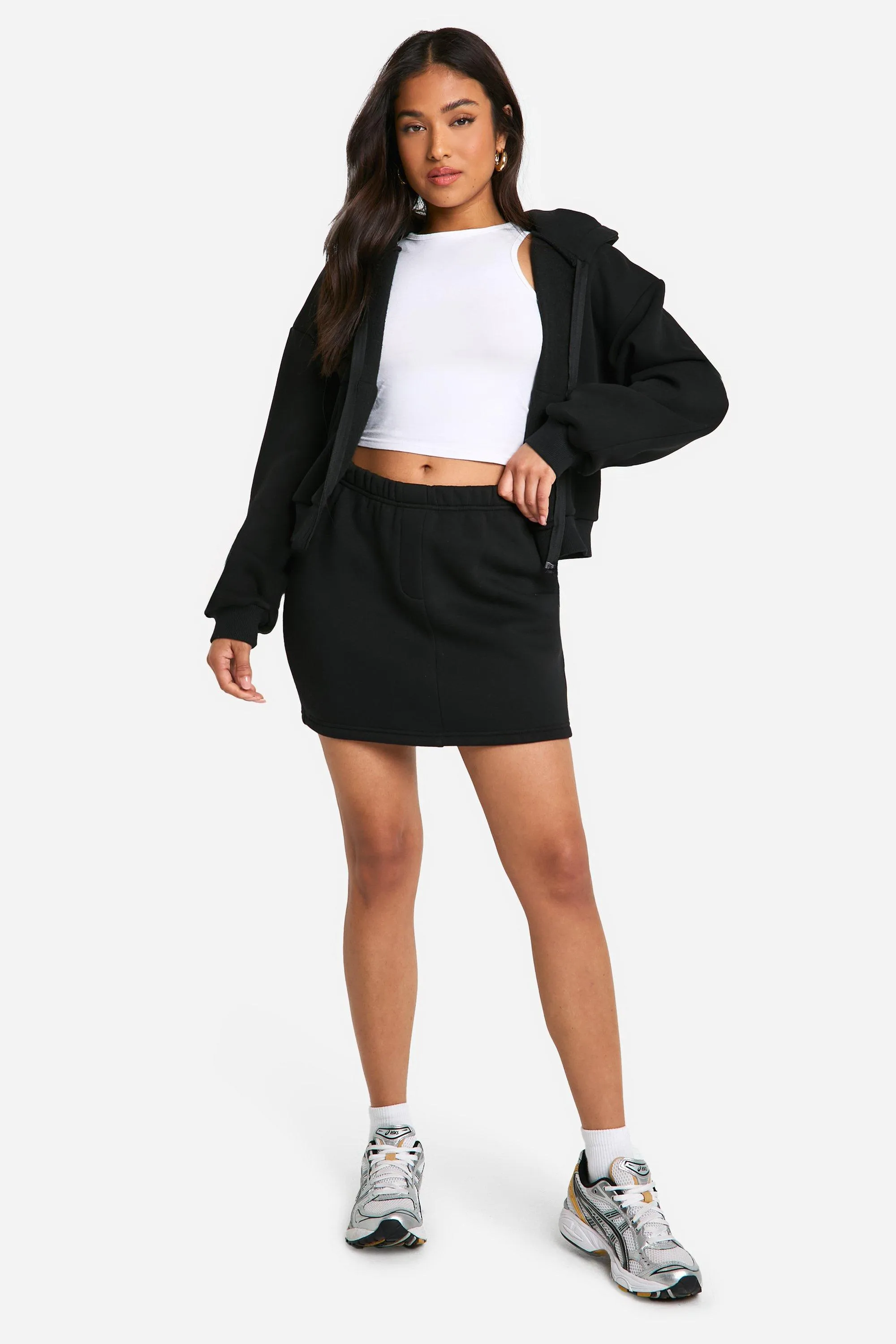 Tracksuits | Petite Zip Through Mini Skirt Tracksuit | boohoo