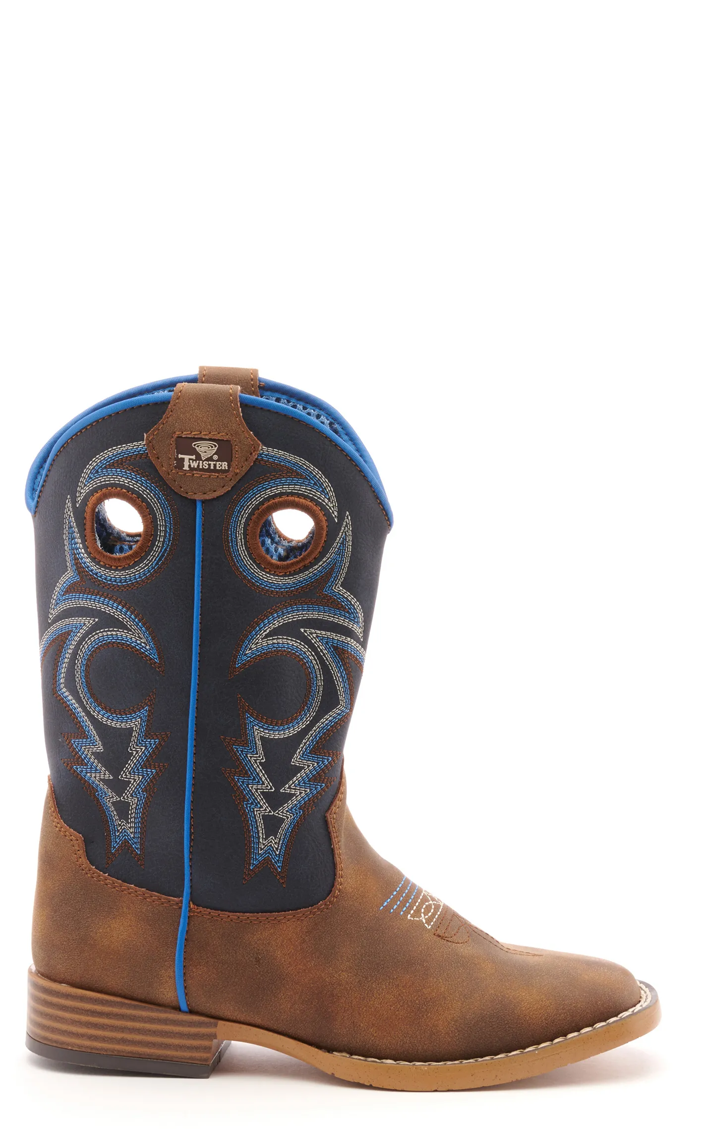 Twister Kids Ben Brown and Navy Square Toe Cowboy Boots