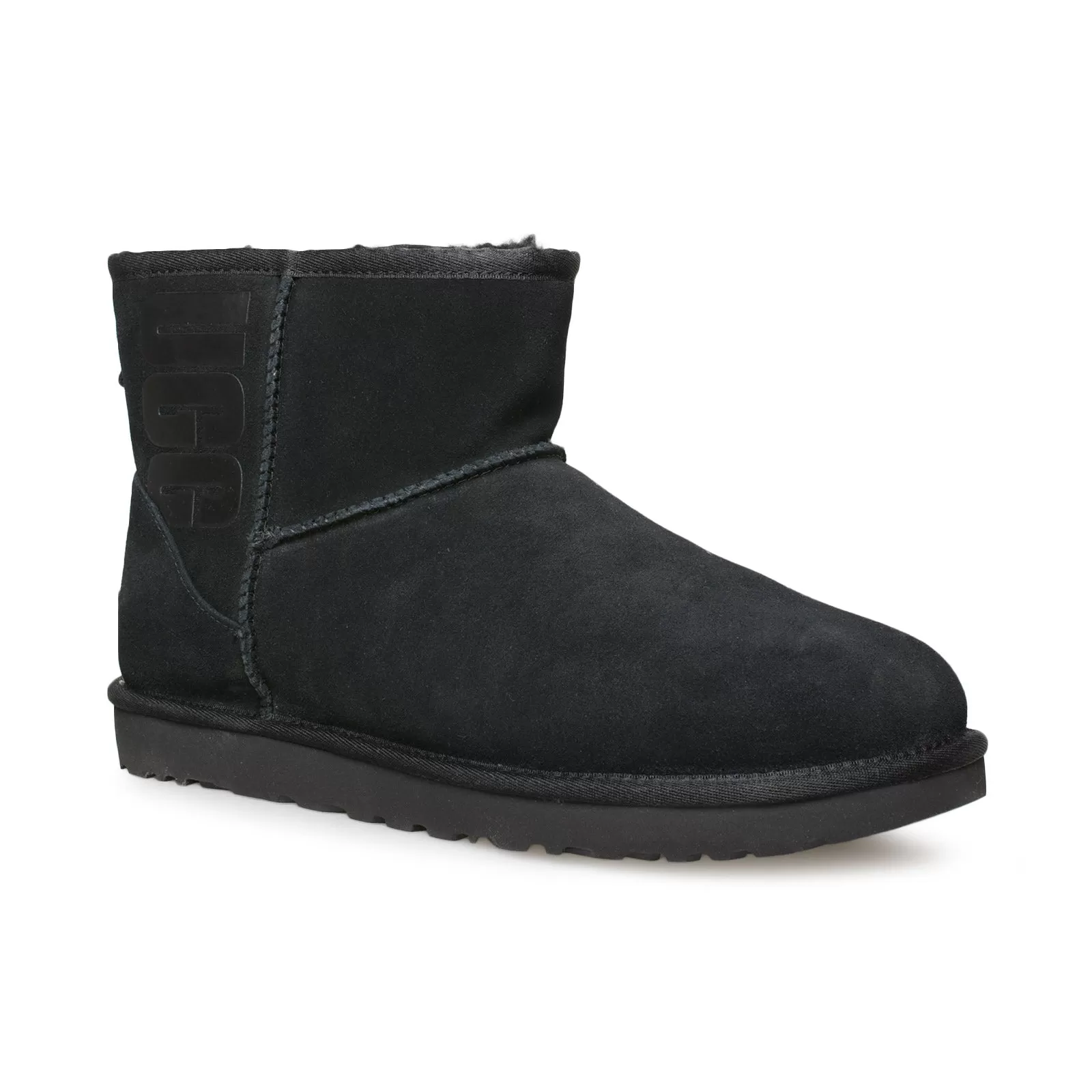 UGG Classic Mini UGG Rubber Logo Black Boots - Women's