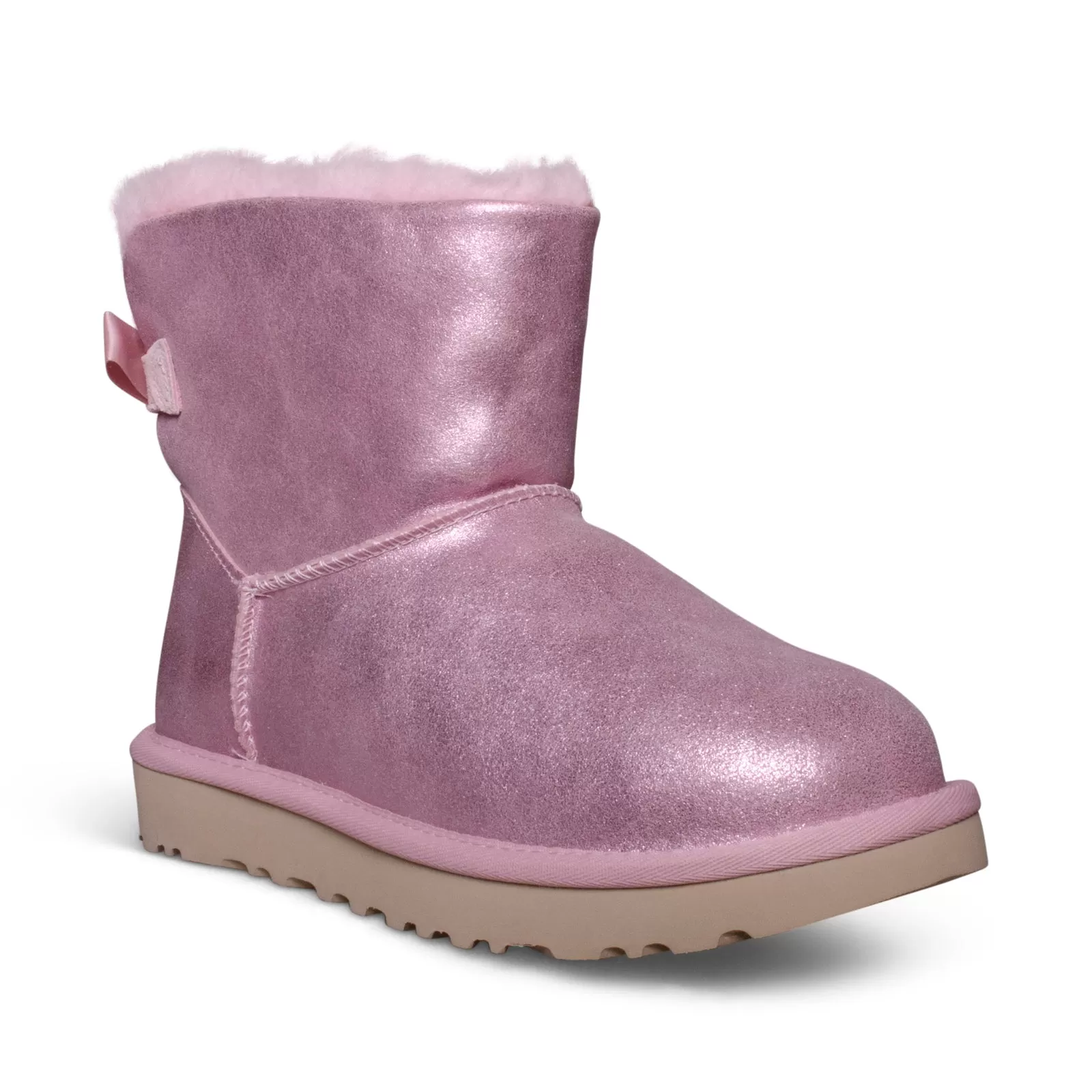 UGG MIni Bailey Bow Glisten Pink Cloud Boots - Women's