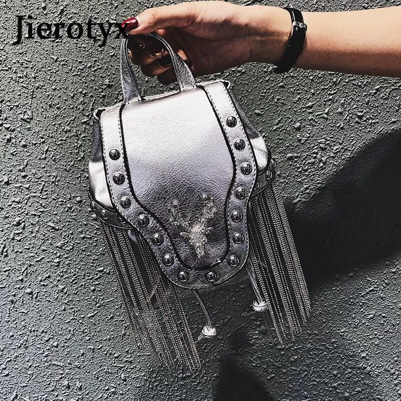 Unleash Your Dark Side with the Gothic Rock Leather Vintage Retro Steampunk Handbag Shoulder Bag