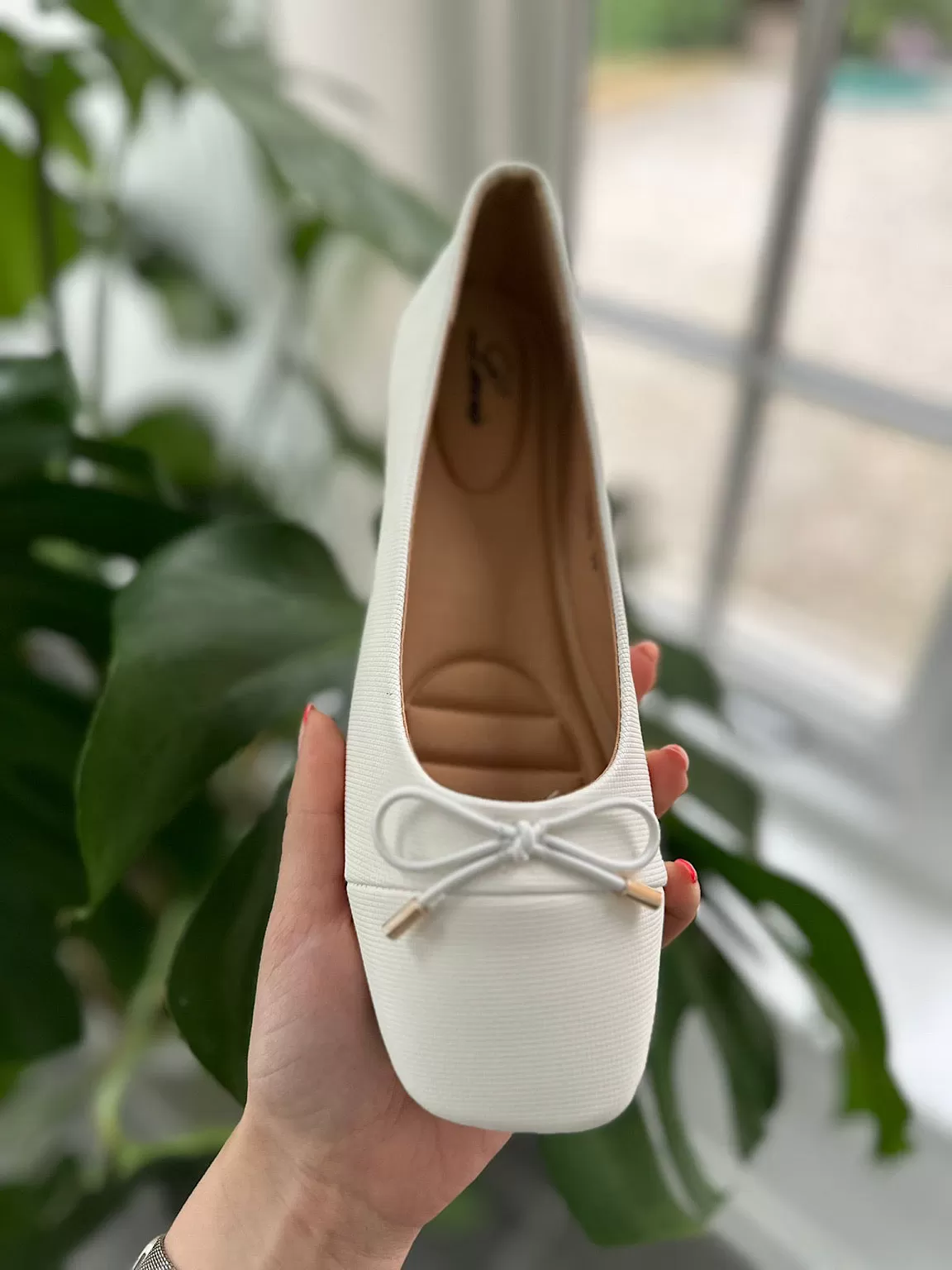 White Bow Front Ballet Pump