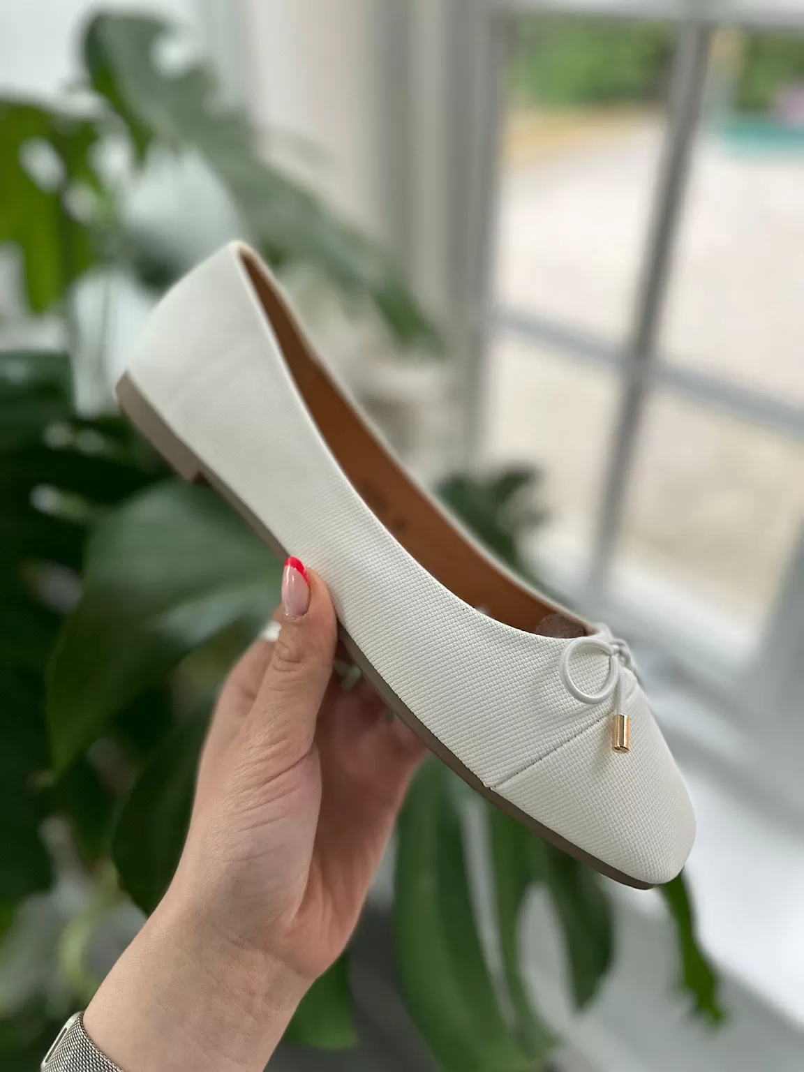 White Bow Front Ballet Pump