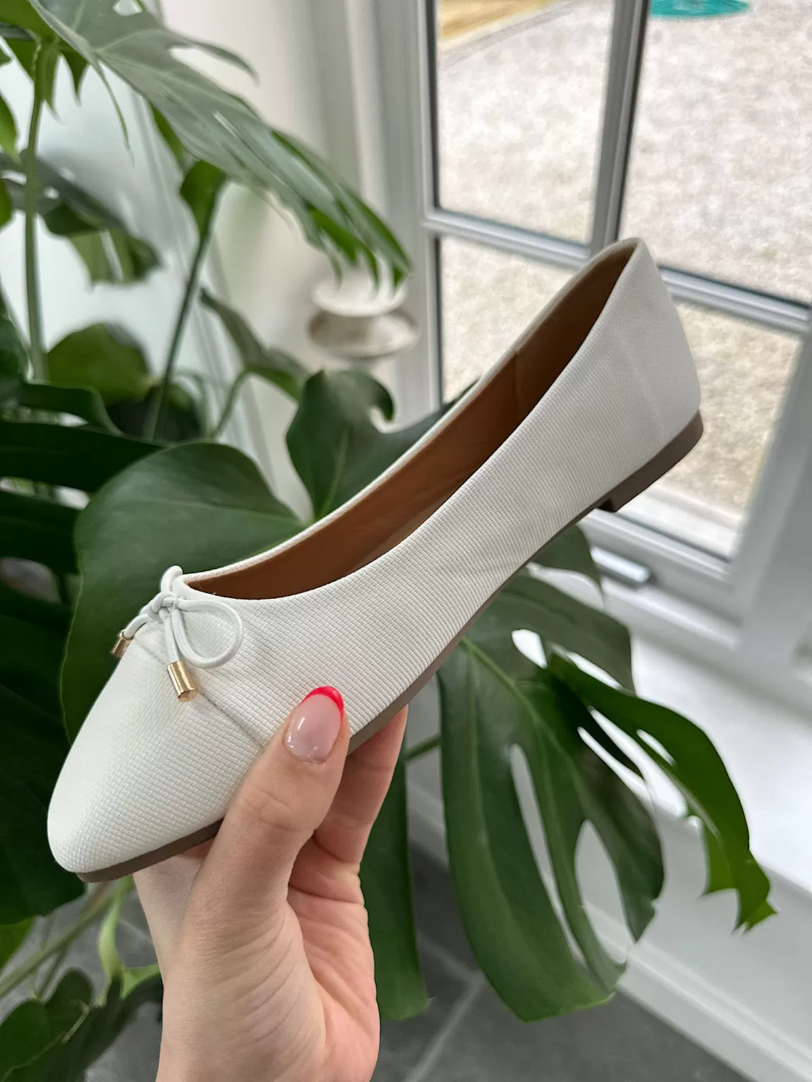 White Bow Front Ballet Pump