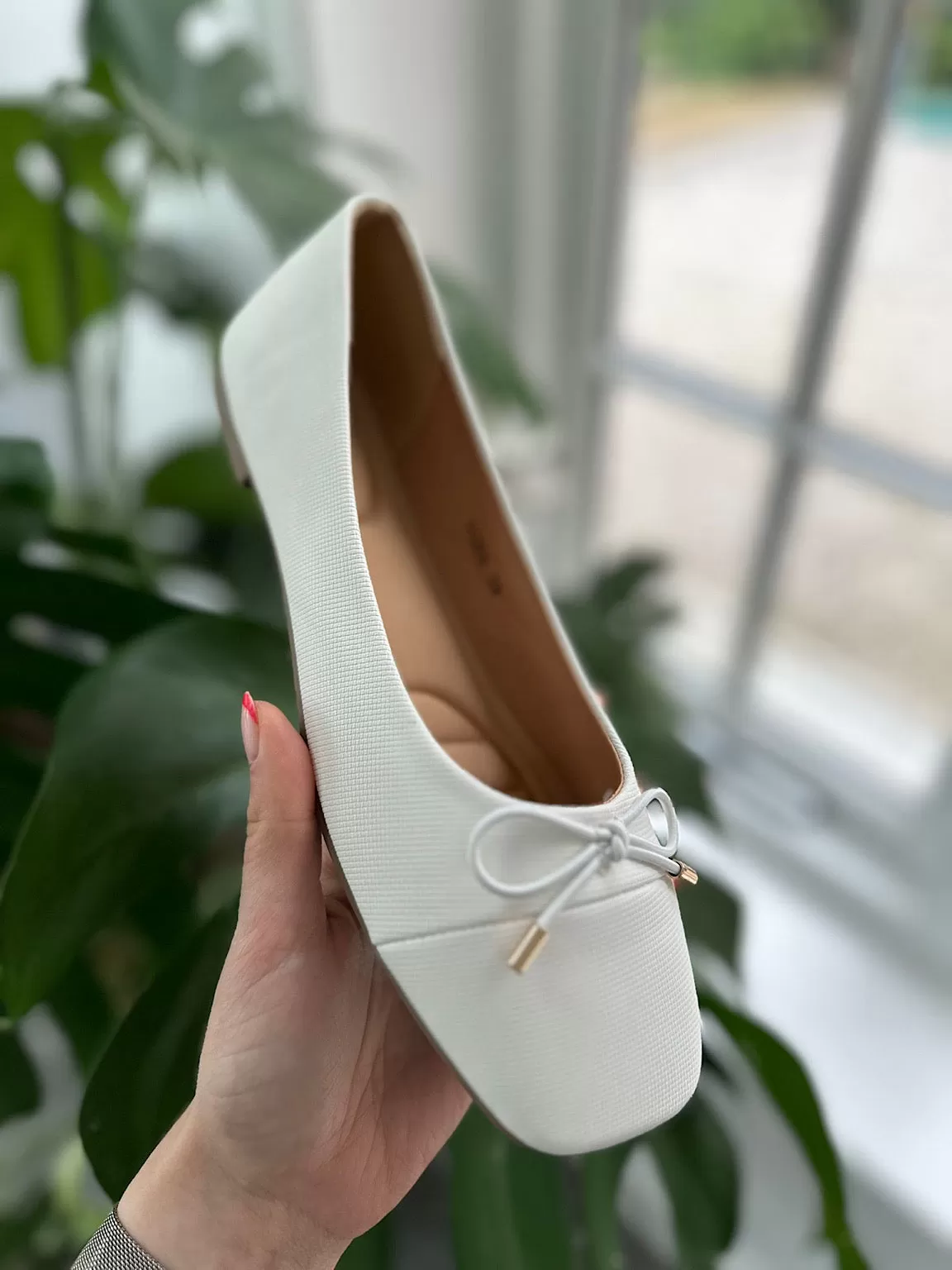 White Bow Front Ballet Pump