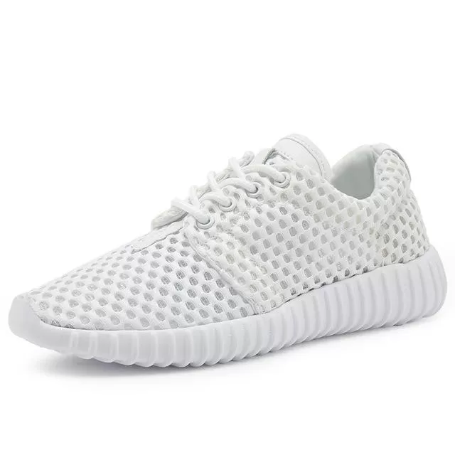 White Breathable Mesh Summer Running Sneaker Shoes for Women