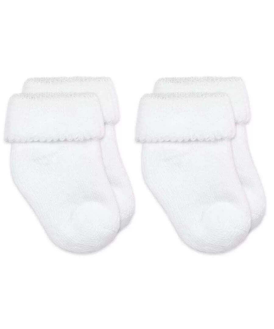 White Terry Turn Cuff Bootie Socks