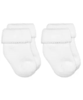 White Terry Turn Cuff Bootie Socks