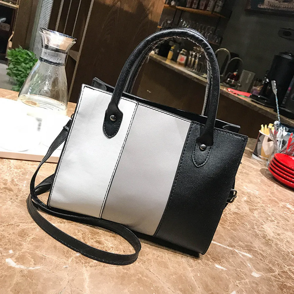 Woman Tote Casual Bags Crossbody Bag Hit color Leather Handbag Shoulder Bag