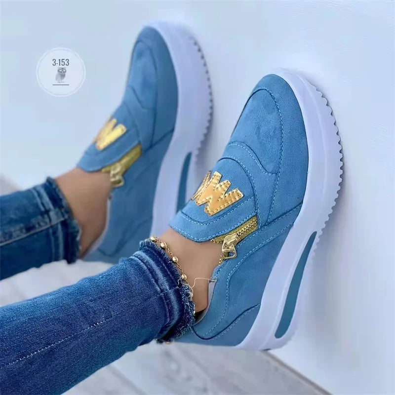 Women Casual Sneakers Zipper Vulcanized Shoes