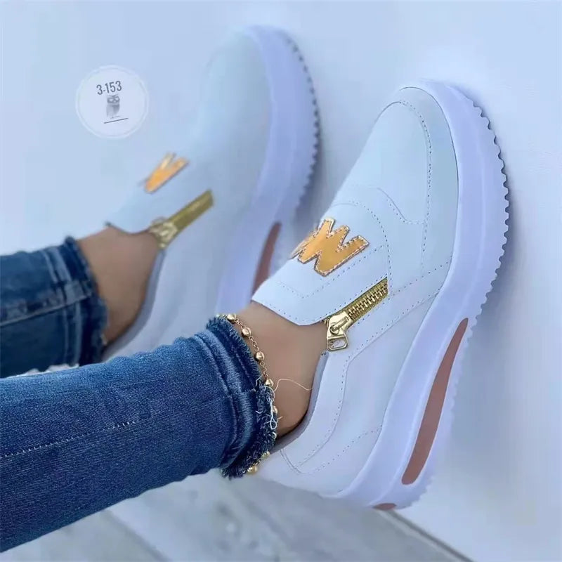 Women Casual Sneakers Zipper Vulcanized Shoes