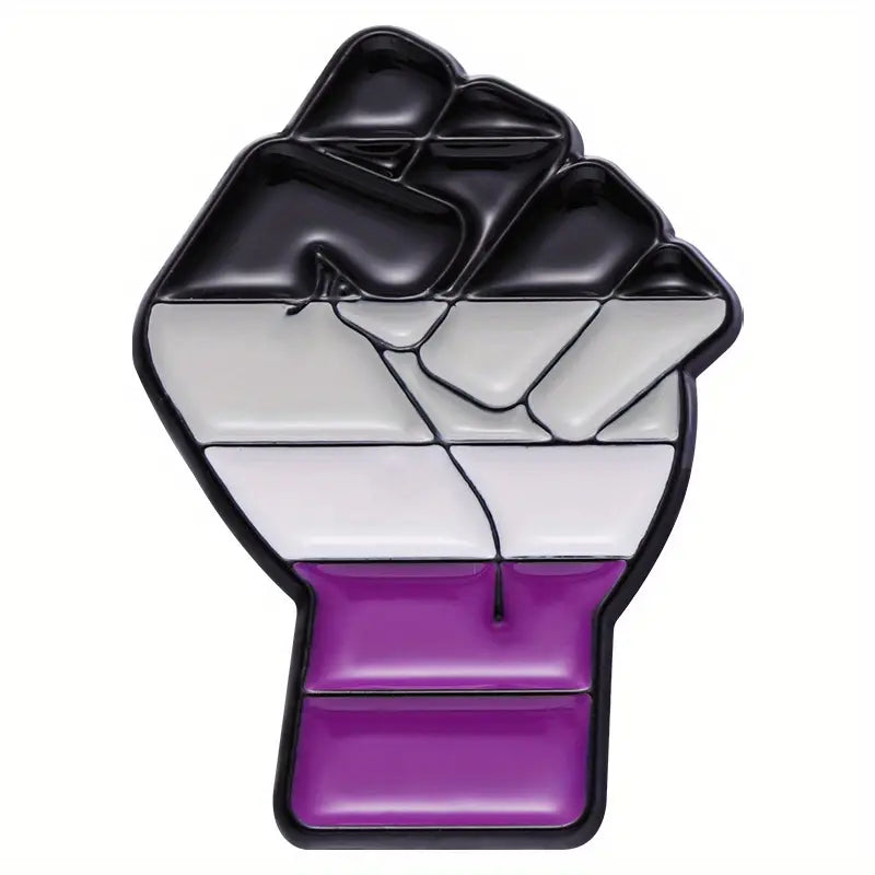 Women Power Fist Asexual Flag Enamel Pin (E018)