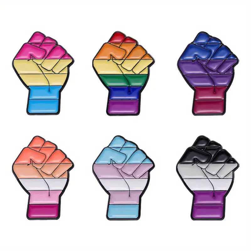 Women Power Fist Asexual Flag Enamel Pin (E018)