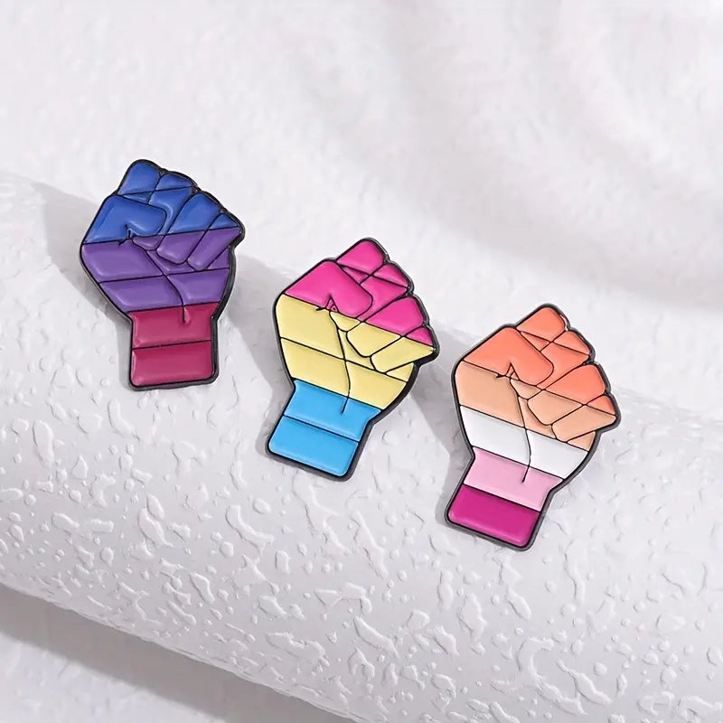 Women Power Fist Bisexual Flag Enamel Pin (E015)