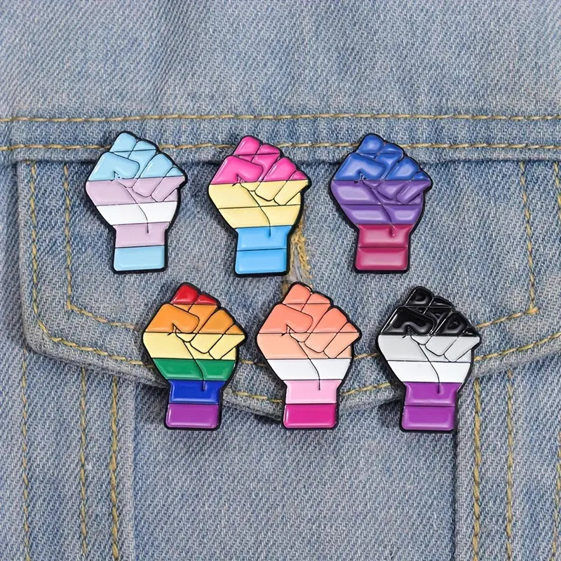 Women Power Fist Bisexual Flag Enamel Pin (E015)