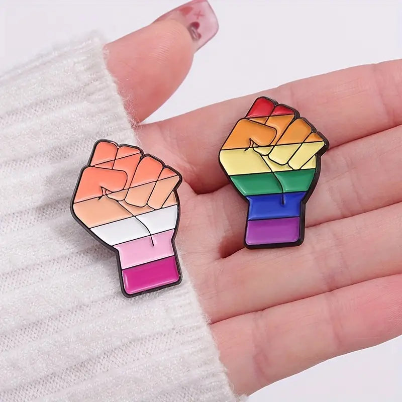 Women Power Fist Lesbian Flag Enamel Pin (E017)