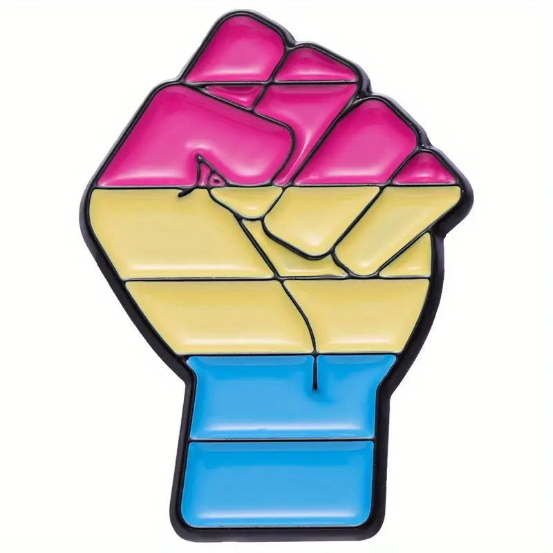 Women Power Fist Pansexual Flag Enamel Pin (E014)