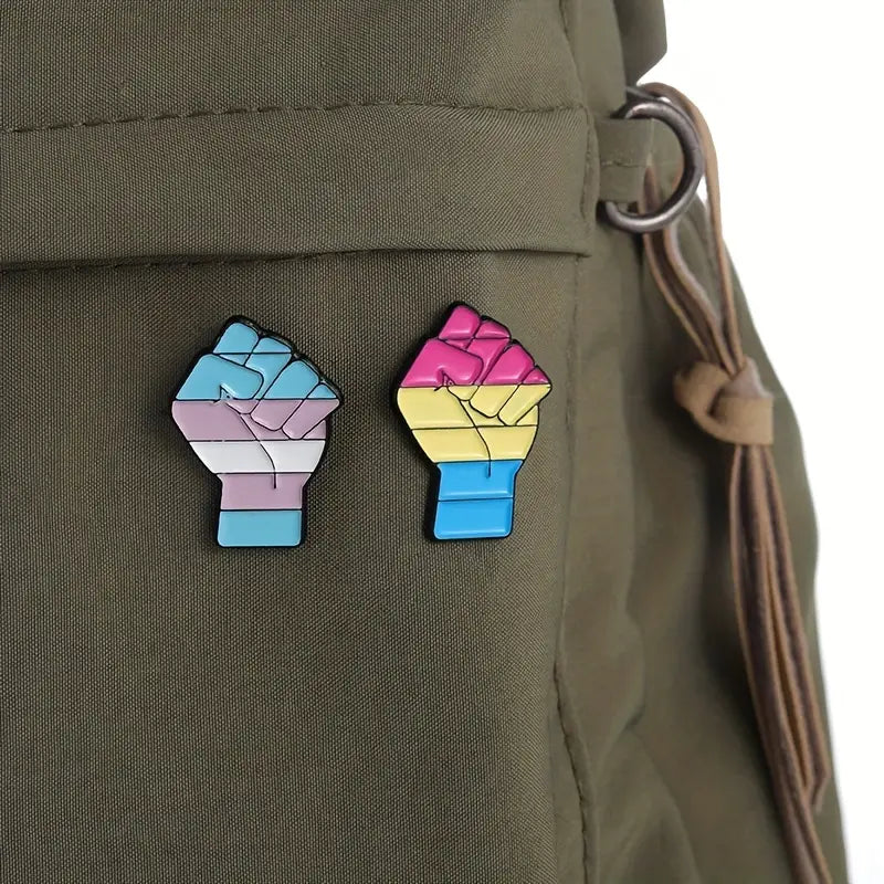 Women Power Fist Pansexual Flag Enamel Pin (E014)