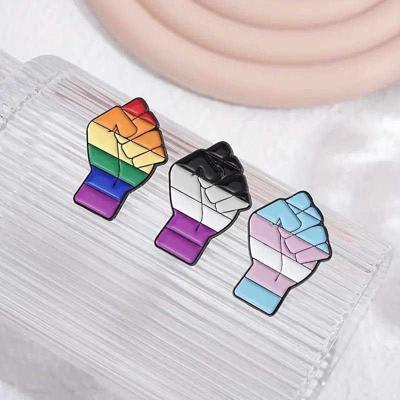 Women Power Fist Pride Flag LGBTQ Enamel Pin (E016)