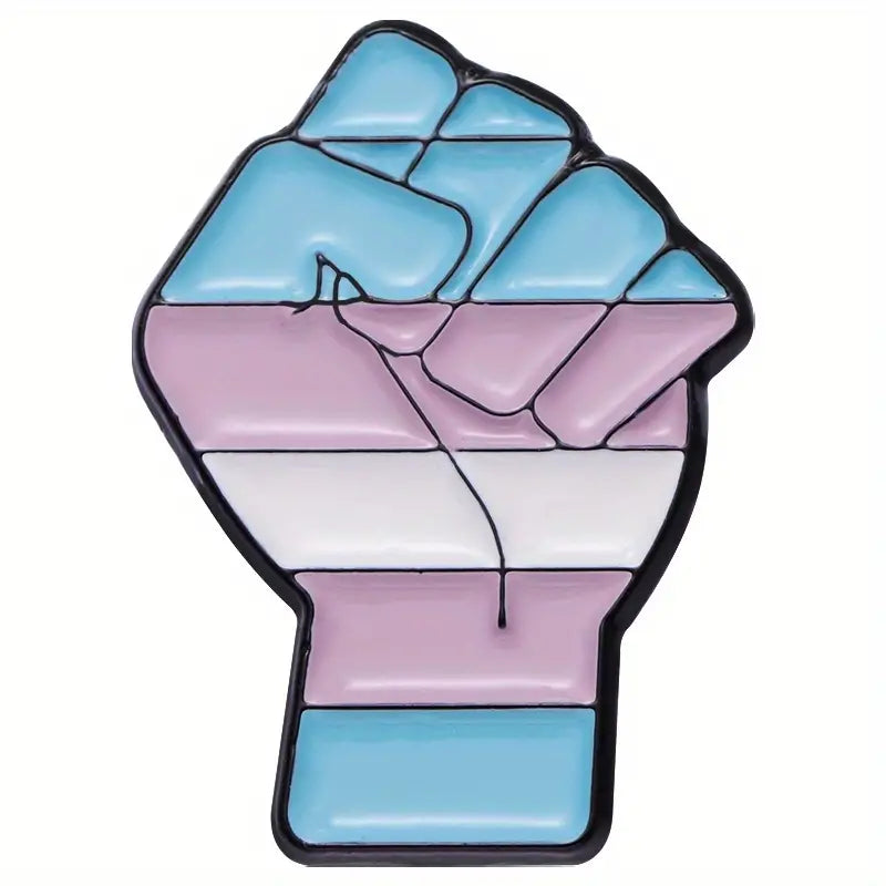 Women Power Fist Trans Flag Enamel Pin (E013)