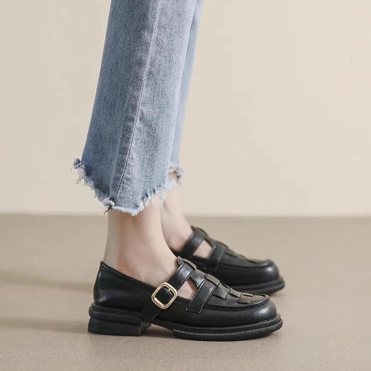 Women's Casual Shoes - WCS1052 Black Leather Loafers