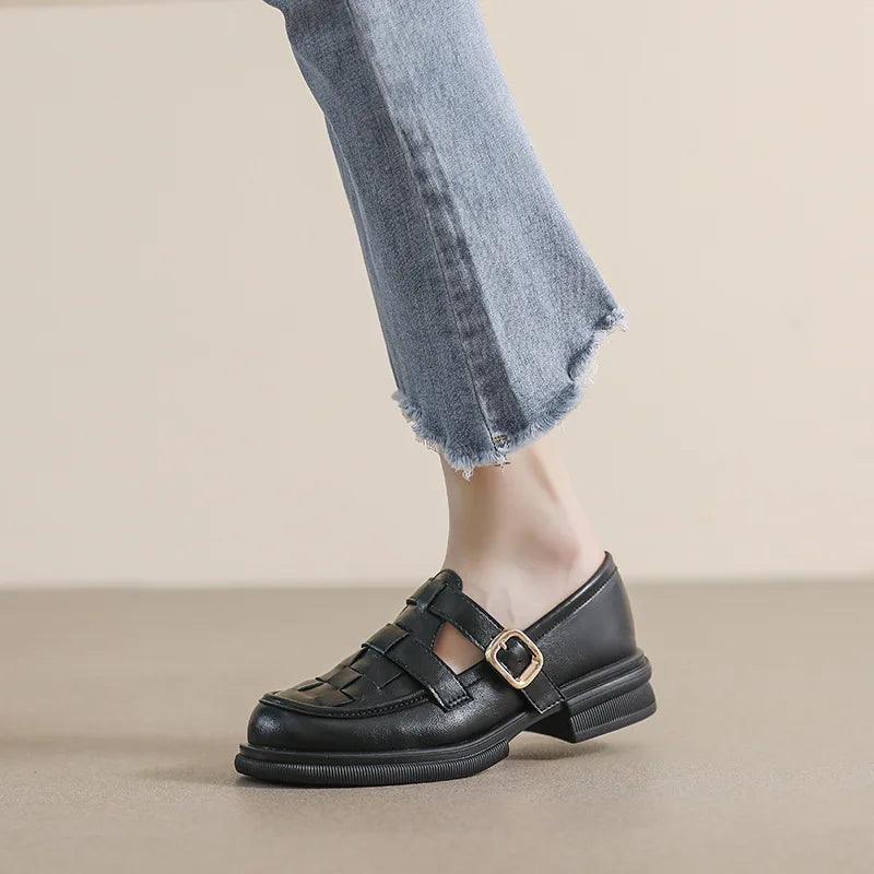 Women's Casual Shoes - WCS1052 Black Leather Loafers