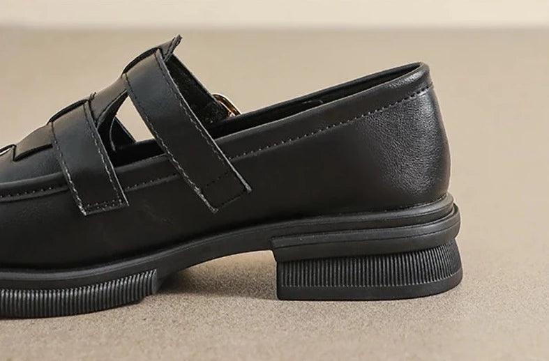 Women's Casual Shoes - WCS1052 Black Leather Loafers