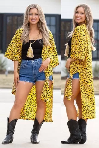 *Yellow & Black Leopard Kimono