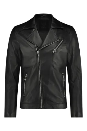 Zumo Slim Fit Leather Jackets HESKETH Black