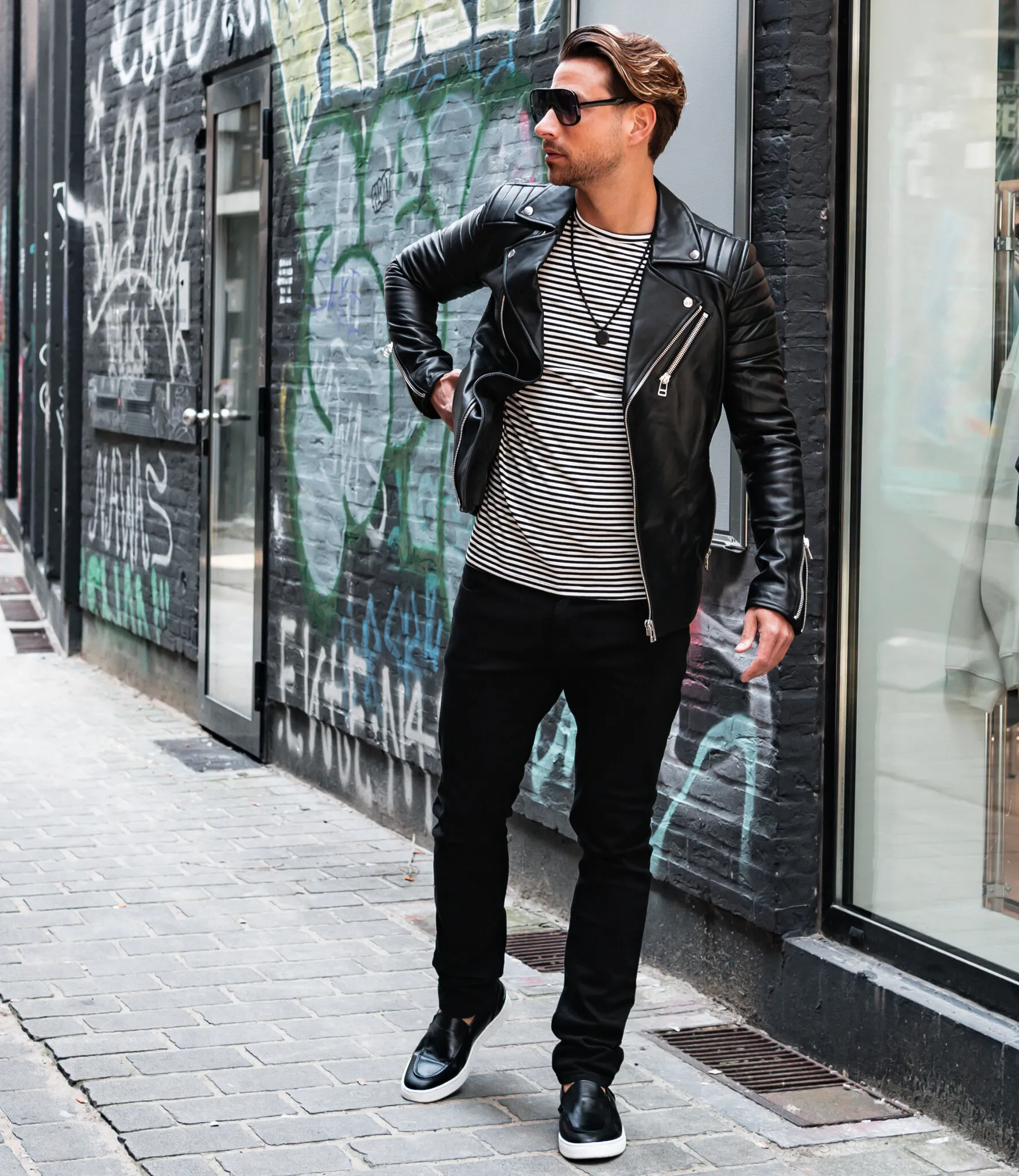 Zumo Slim Fit Leather Jackets NORTON Black