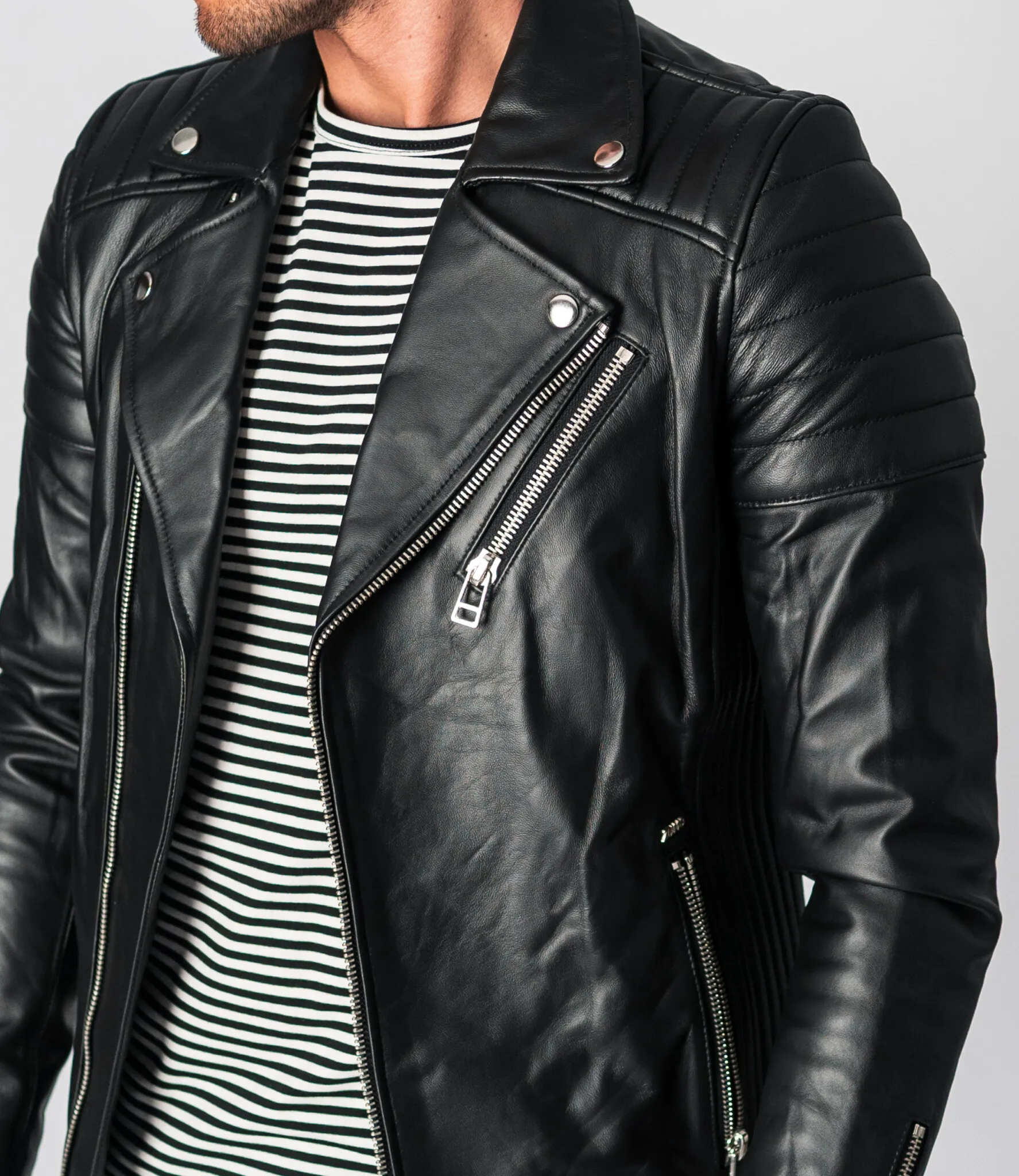 Zumo Slim Fit Leather Jackets NORTON Black