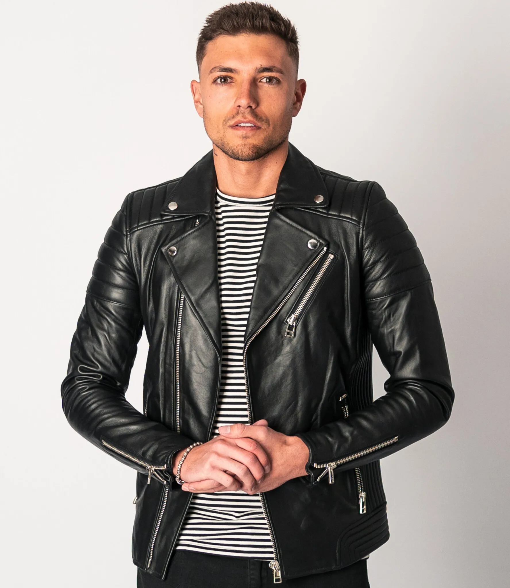 Zumo Slim Fit Leather Jackets NORTON Black